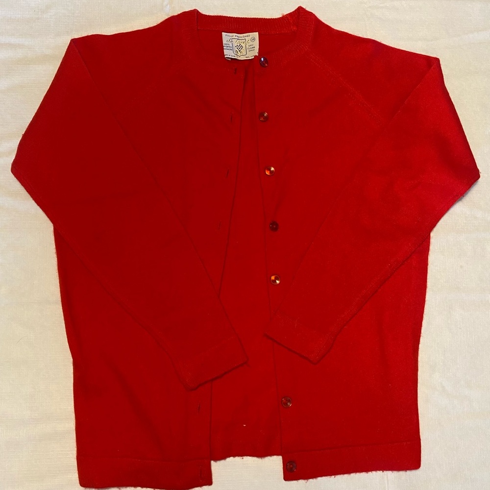 Vintage 100% cashmere red cardigan